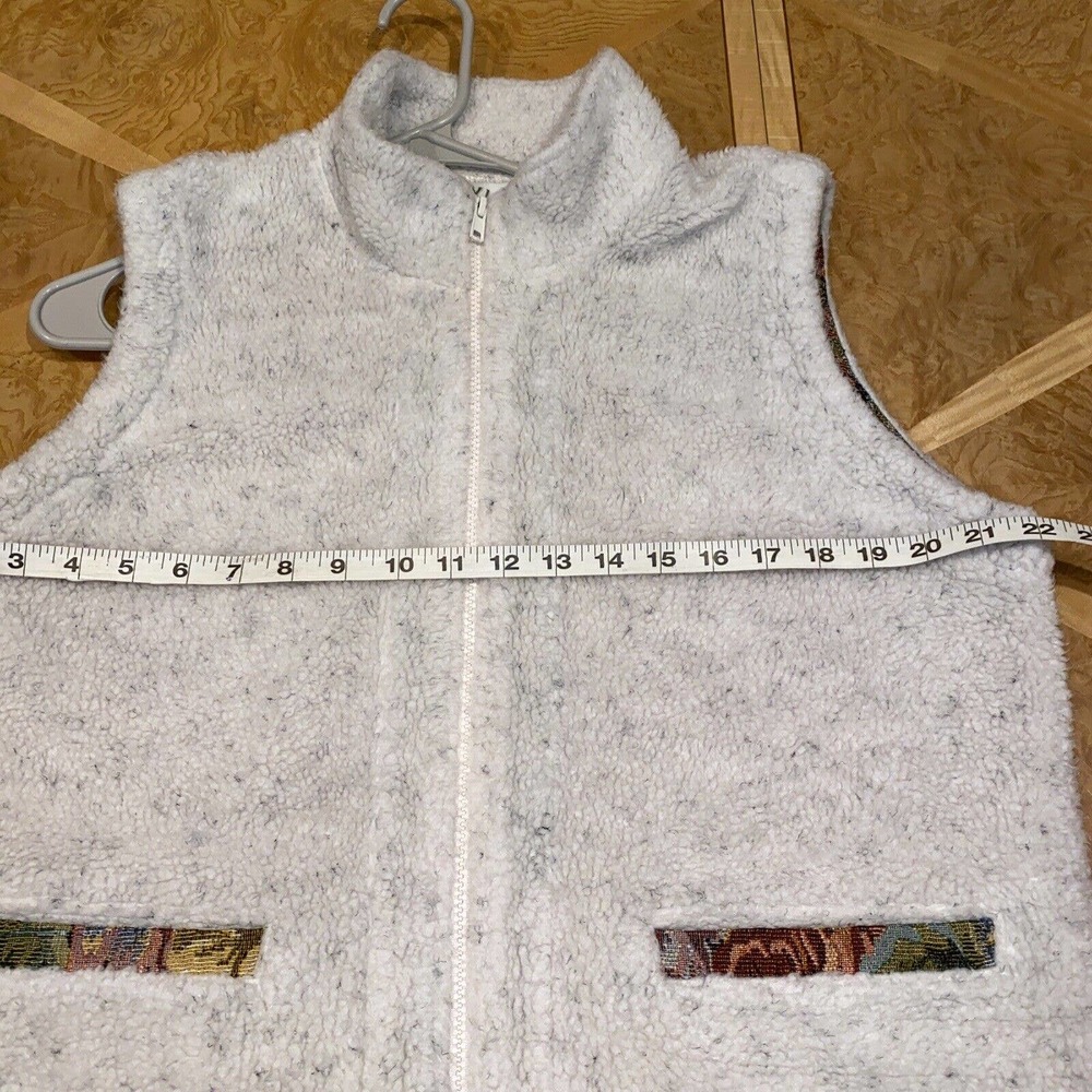 Vintage Orvis Sherpa Fleece Tapestry Trimmed Full Zip Vest Size Large - Picture 6 of 16
